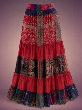 Patchwork Maxi Skirt whimsygoth boho One Size